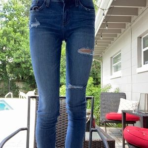 Flying Monkey Mid Rise Distressed Jeans